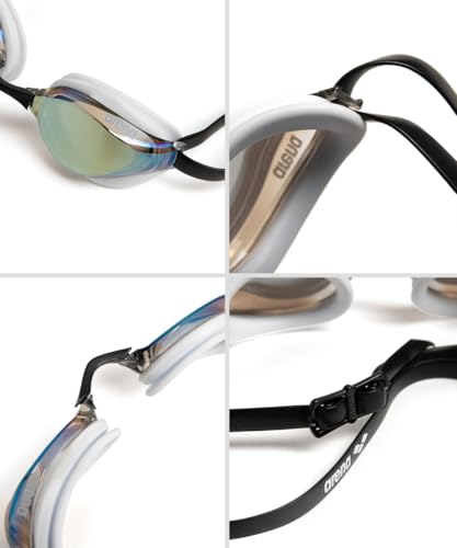 Image of ARENA Unisex Python Racing Swim Goggles for Men and Women Anti-Fog No Leak Max Comfort Dual Strap, Mirror /Non-Mirror Lens