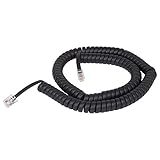 Coiled Telephone Handset Cord for Use with PBX Phone Systems, VoIP Telephones - 12 Ft Uncoiled, Rj22