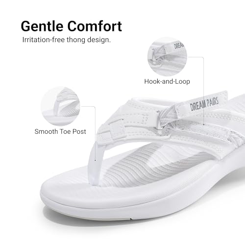 DREAM PAIRS DREAM PAIRS Women's Arch Support Flip Flops Comfortable Thong Sandals,Size 11,White,Breeze-1