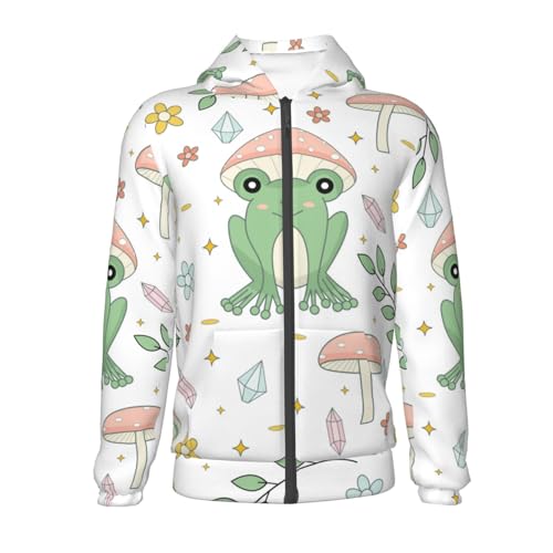Frog and Mushrooms Kid Hoodies Boys Zip Up Sweatshirts Girls Pullover with Pocket2
