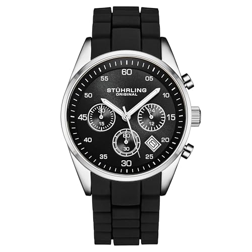 Stuhrling Original Reloj cronógrafo para hombre con caja de 42 mm, correa de silicona,...