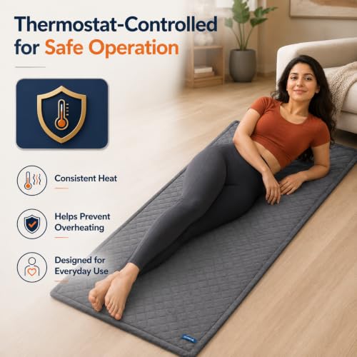 Image of Comfier Electric Heating Pad Pain Relief - Large Heating Warmer Pad for Muscle,Shoulder, Abdominal, Knee, Neck, Back & Period Cramps with Auto Heat Control Technology (68*27 inches) 2 years warranty (DARK GREY)