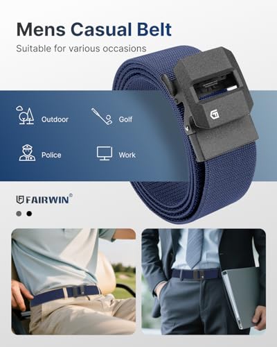 Image of FAIRWIN Ratchet Belt Men - Tactical Stretch Nylon Web Work Belts, Gift for Casual Jeans, Pants, Golf, and Everyday Use