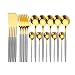 20 sztuk Kompletna zastawa stołowa Zestawy naczynia do naczyń Złoty sztućce obiadowe obiady Kuchnia Kuchenne Naczynia Naczynia Spoons Forks Nóż Zestawy (Color : Gray Gold 20Pcs)