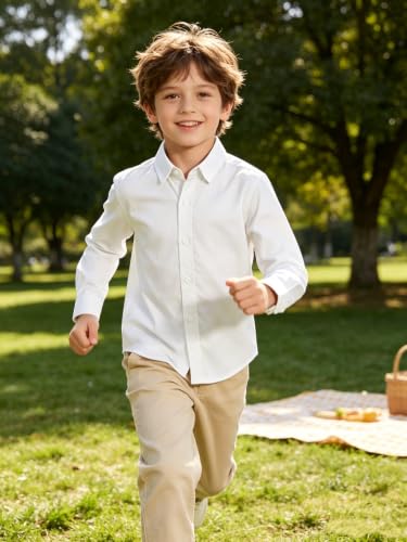 Image of DHTS Boys' Dress Shirts Toddle Boy Long Sleeve Uniform Shirt for Kids