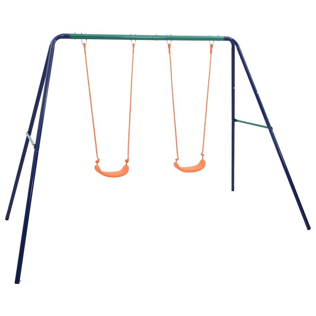 Set di altalene con 2 posti in acciaio, robusto attrezzo da giardino per esterni, con seduta e maniglia, torre da arrampicata, accessorio ideale per i bambini per dondolare e bilanciare in