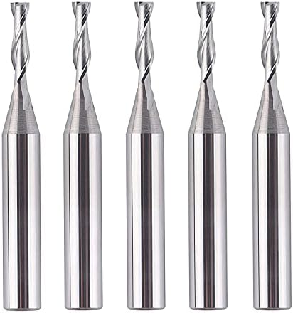 SpeTool 5PCS 1/8 Cutting Diamter Spiral Upcut Router Bit with1/4 Shank,Carbide CNC Wood Router Bits Set for Plunge Slot Cutter