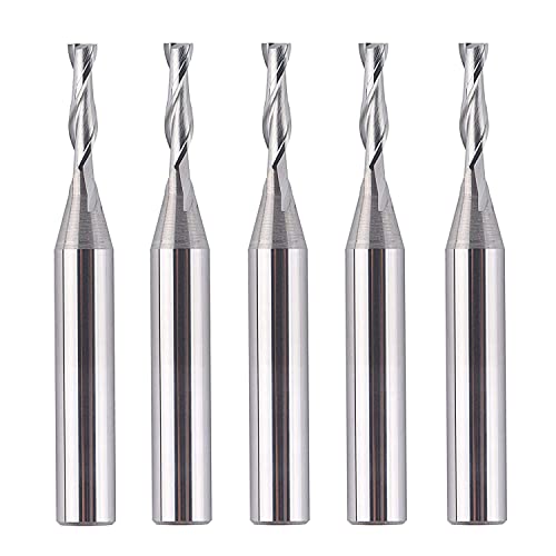 Spetool 5Pcs 1/8 Cutting Diamter Spiral Upcut Router Bit With1/4 Shank,Carbide Cnc Wood Router Bits Set For Plunge Slot Cutter #TOP3
