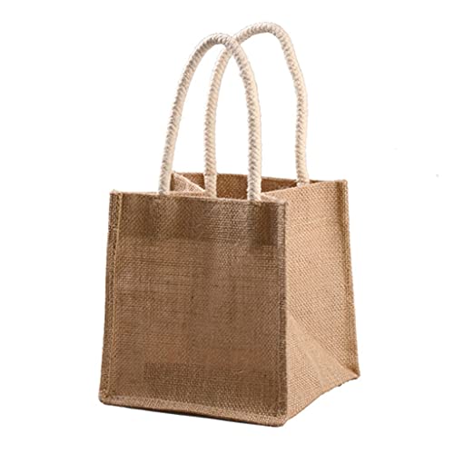 Haveratio Burlap Tote Shopping Bag Sacs Cadeaux en Jute Sac d'épicerie réutilisable avec poignée Marron Clair Cover