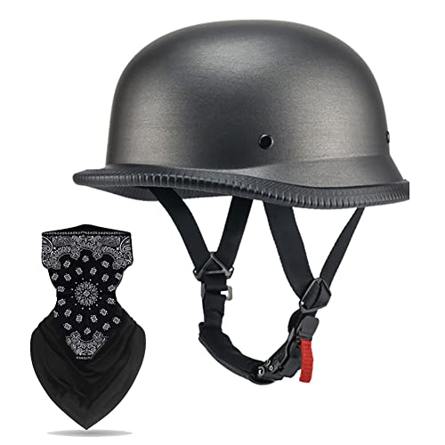 Labzaa Vintage Motorradhelm Halbschalenhelm mit ECE, Halbschalenhelm für Herren und Damen, Jethelm Retro, Chopper Helm, Scooter-Helm, Fahrradhelm, mit Schnellverschlussschnallen Grey XL