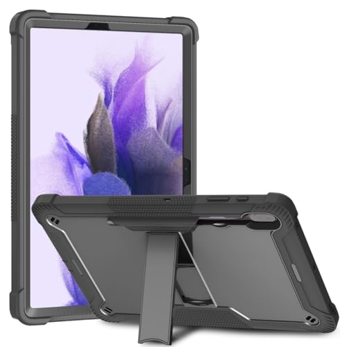 Rugged Hybrid Shockproof Rugged Protective Case Compatible with Samsung Galaxy Tab S8 Plus 12.4 Inch 2022/Tab S7 FE 12.4 Inch 2021 & Tab S7 Plus 12.4'' 2020 with Built-in Stand (Black)