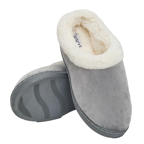 BORN Clog or Scuff Womens Slippers with Memory Foam and Non-Slip Sole, Soft and Comfy Bedroom Slippers for Women