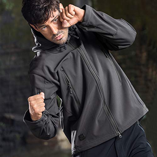 Free Soldier Men's Outdoor Waterproof Soft Shell Hooded Military Tactical Jacket(Gray, Large) #TOP7