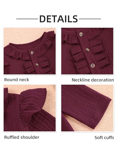 Image of Toddler Girl Clothes Long Sleeve Ruffle Dress Top and Jeans Pants Toddler Girl Fall Outfits