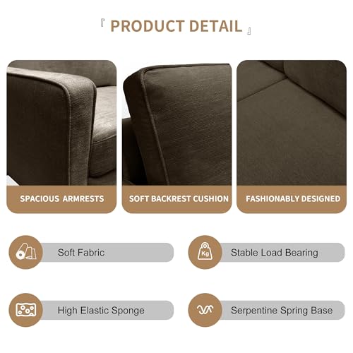SILKIR Mid-Century Modern Small Spaces Comfy Living Room,Office,and Apartment,Loveseat Couch Sofas, 58 Inches, Khaki - Thumbnail 5