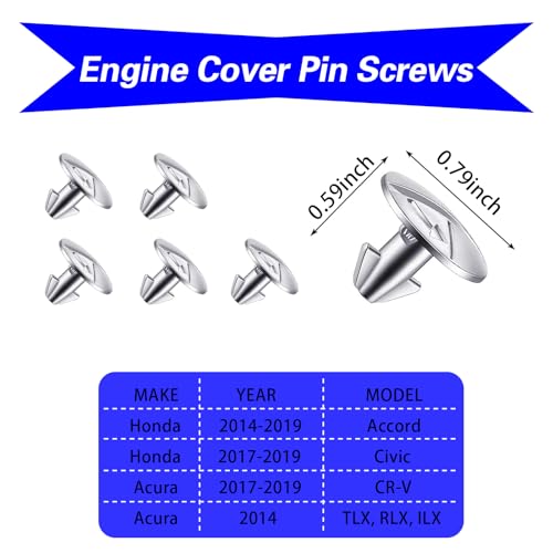 Image of 8 PCS Engine Lower Cover Pin Screws, Engine Splash Shield Hardware Screws Bolts, OEM #90674-TY2-A01 Engine Case Guards Bolts, Compatible with Accord Civic CRV (Silver)