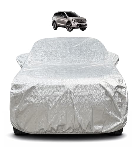 Image of Auto Hub Car Cover Compatible with Mahindra XUV 7XO with Mirror Pocket, Soft Cotton Lining, XUV 7XO Car Cover Waterproof - Metallic Silver