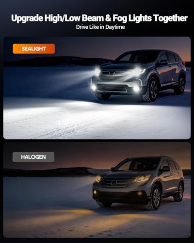 Image of Fit For Honda CRV 2015 2016 2017 2018 2019 2020 2021 Light Bulbs, 9005 /HB3 + H11 /H9 /H8 + H11 Fog Lights 6500K Cool White Combo Kit, Plug-N-Play, 92000LM 800% Brighter, -40F Instant Start, Pack of 6
