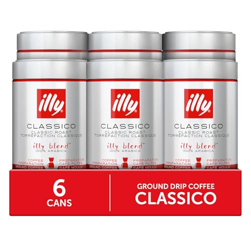 Image of illy Ground Drip Coffee, Classico Medium Roast, 8.8 oz, 6 Pack