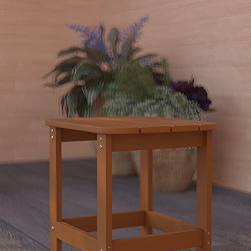 Merrick Lane Riviera Poly Resin Indoor/Outdoor All-Weather Adirondack Side Table In Teak #TOP3