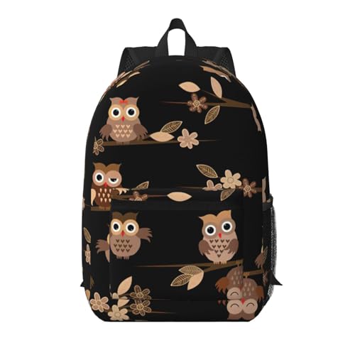 Sac à dos de voyage compact pour éviter le désordre avec poche motif hiboux marron