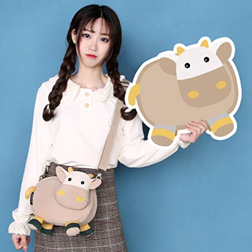 KESYOO Bolsas Crossbody Bolsa de Lona de PelÃºcia Em Forma de Vaca Bolsa de Ombro Casual Bolsa Hobo