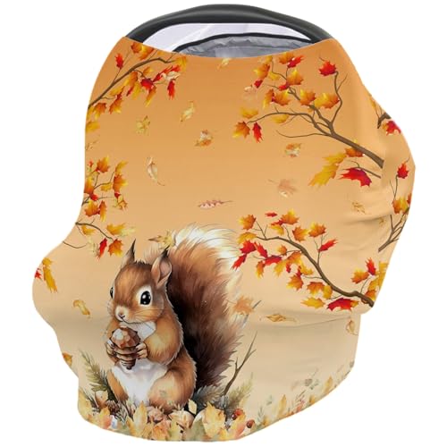 Nursing Cover for Breastfeeding Scarf, Squirrel Baby Car Covers Super Soft Multi Use for Canopy Shopping Cart Cover Blanket Stroller Cover