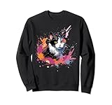 Photo Gallery colorful giapponese bobtail cat face splash art felpa Photo Gallery colorful giapponese bobtail cat face splash art felpa