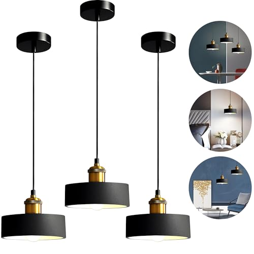 La Mejor Selección de Iluminación de techo - solo los mejores. 46 OFFCEI 3PCS Luz Colgante Industrial, Vintage Lámpara Colgante de Techo Con Base de Bombilla E26 Lámpara Colgante Retro Iluminación, Moderna Lámpara para Hogar Cocina Loft...