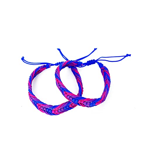 Bisexual Bracelets Bisexuell Armband LGBT Gay Pride Stolz Homesexuell Armand Freundschaft Einstellbare Handgefertigt Geflochtene Schmuck für Männer oder Frauen 2 Stück Cover