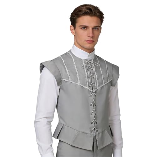 Bpurb Chaleco Hombres Steampunk Vikingo Pirata Sin Mangas Cordón Retro Vintage Renacimiento Medieval Disfraz De Victoriano