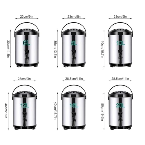Wiadro ze stali nierdzewnej, urna gastronomiczna, 6 l / 8 l / 10 l / 12 l / 16 l / 20 l dozownik gorącej wody z kranem, izolowane wiadro ze stali nierdzewnej, beczka na herbatę mleczną do gorącej wody