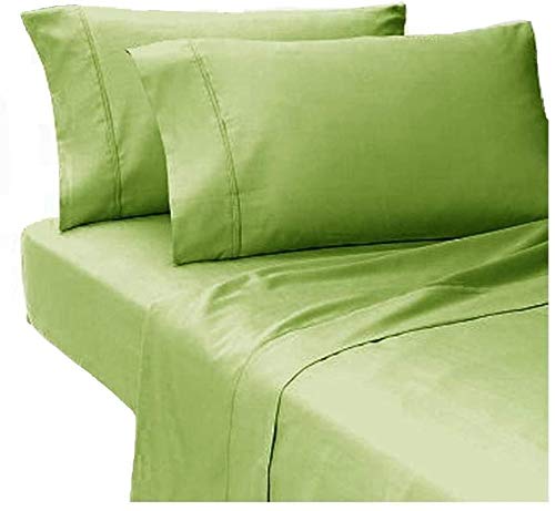 Image of Sage Green Bedsheet with 4 Pillow Covers 400TC 100% Egyptian Cotton Premium 5 Piece Bedsheets Double Bed