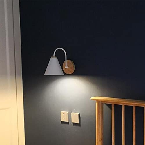 Lámpara de cabecera de madera y metal blanco minimalista Mengjay 4