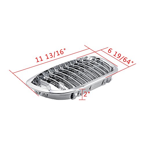 Amopacorp For 2003-2006 E46 3 Series Coupe Cabriolet 2-Door Lci Facelift 1 Pair Of Left Right Chrome Front Hood Bumper Single Line Kidney Grille Grill #TOP2
