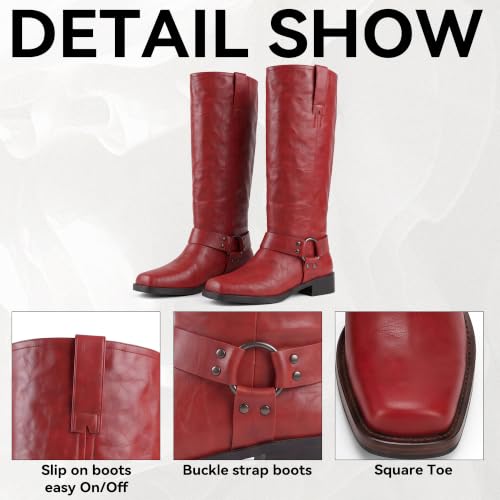 Image of KaroNairy Women's Knee High Moto Biker Buckle Boots