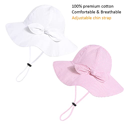 image for DANMY Baby Girl Sun Hat with UPF 50+ Outdoor Adjustable Beach Hat with