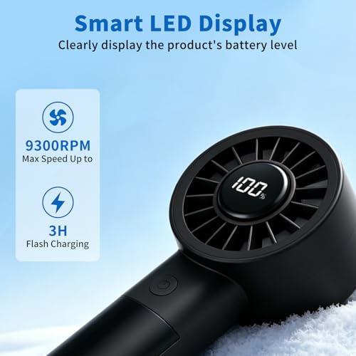Image of Mini Fan with Night Light, Portable Handheld Rechargeable Fan, 5 Speed Personal Cooling Fan, Quiet USB Desk Fan for Bedroom Sleep, Office, Travel, Outdoor, Vacation,Summer Essentials