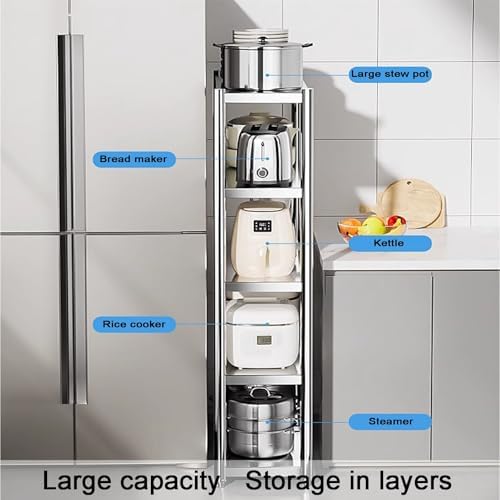 Compact Stainless Steel Rolling Cart - Multi-Functional Mobile Trolley for Kitchen & Bathroom Storage, Space-Saving Organizer with Wheels, Durable & Stylish Design for Easy Mobility