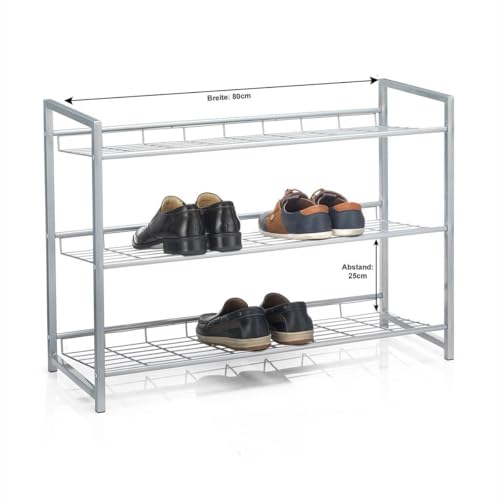 Image of 3 Layer Shoe Rack for Home Chappal Stand Sneakers Slippers Stand Footwear Space Saving Rack Bookshelf Storage Organizer Kitchen Storage Rack Metal Frame (White)