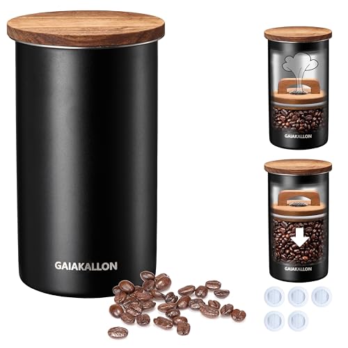 GAIAKALLON Vacuum Coffee Canister, Stainless Steel Airtight Coffee Storage Container, Coffee Container for 12oz Coffee Beans, Coffee Beans Storage, 34 fl.oz