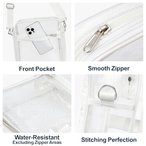 Image of PACKISM Clear Bag for Stadium Events - Clear Purses for Women Transparent Crossbody Messenger Bag for Concerts Game Day