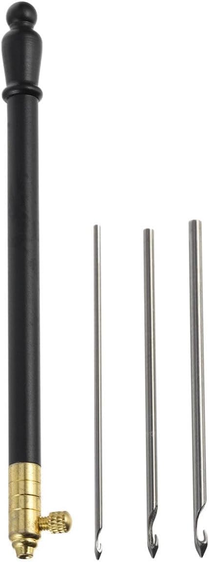 Azonee Tambour Hook with 3 Needles Tambour Embroidery Kit, Embroidery Crochet Blush Set Beading Supplies Sequin Set Hook Embroidery Kit Embroidery Needles Set Hook Threader Kit Metal