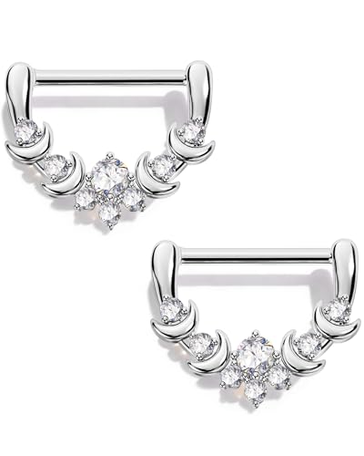 CM Crareesi Mania Moon �j�b�v���N���b�J�[�����O�A14G �j�b�v���V�[���h�����O�A316L �X�e�����X�X�`�[�� �j�b�v���o�[�x�� �N���A CZ�A�j�b�v�������O �����p, ����, �L���[�r�b�N�W���R�j�A
