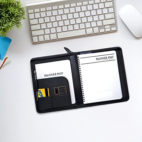 Planner Pad Spiral Bound Personal Size Cover, Fits 6 3/4 X 8 1/2” Size Planner Pages, Black Faux Leather #TOP1