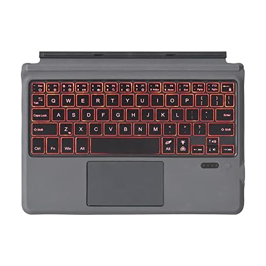 SZAMBIT Tipo de Capa Compatível com Surface Pro 9/Pro 8/Pro X,Portátil Teclado Sem Fio com Touchpad,7 Colorido Iluminado Teclado Bluetooth,Suporte de Tablet,Bateria Recarregável Embutida
