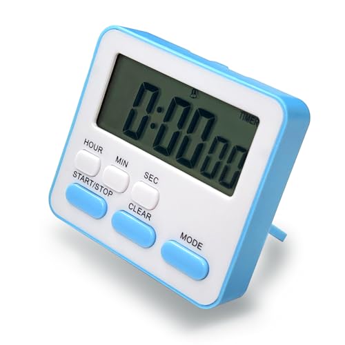 Multi-functional Digital Kitchen Timer - ABS material, loud alarm, large numbers, cooking timer, convenient storage, back with plastic magnetic heel stand (white+blue)