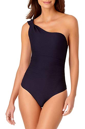 Anne Cole Women's Shoulder One Piece Swimsuit, Navy, 8