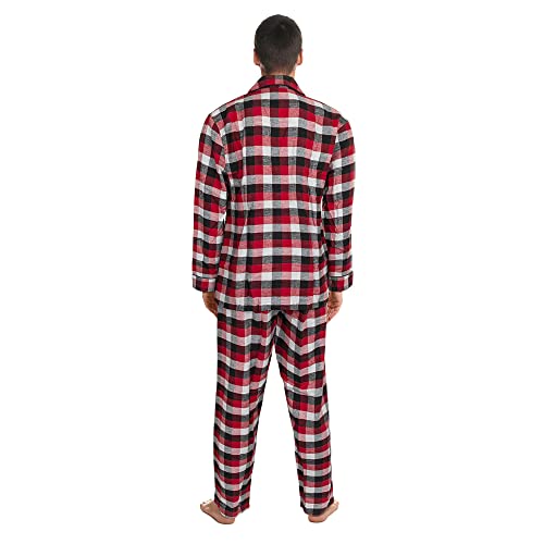 Men’s Flannel Pajama Set By Hanes- 100% Cotton 2-Piece Comfortable Men’s Sleepwear Set With Flannel Pants & Long-Sleeve Flannel Shirt- Warm & Breathable Lounge Set For Men [Red Buffalo]2