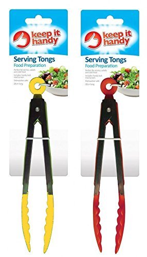 Long Handle Kitchen Tong for Food Serving Salad Bbq Red Yellow 26cm